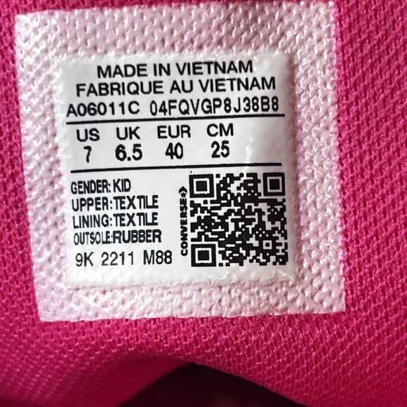 Converse All Star Hi-Top Pink Stitched Canvas Sneaker Womens 8.5 Lace Up Youth 7 - Picture 10 of 11